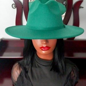 Solid Green wide brim fedora